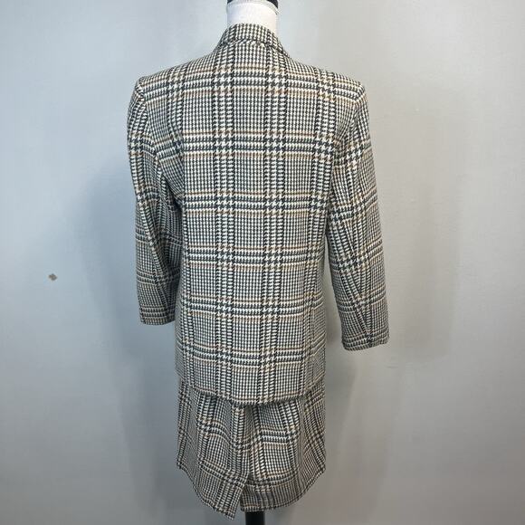 Vintage Norton McNaughton 2pc Skirt Suit sz 12 Pet Gray Brown Tweed Plaid Wool - Picture 7 of 13